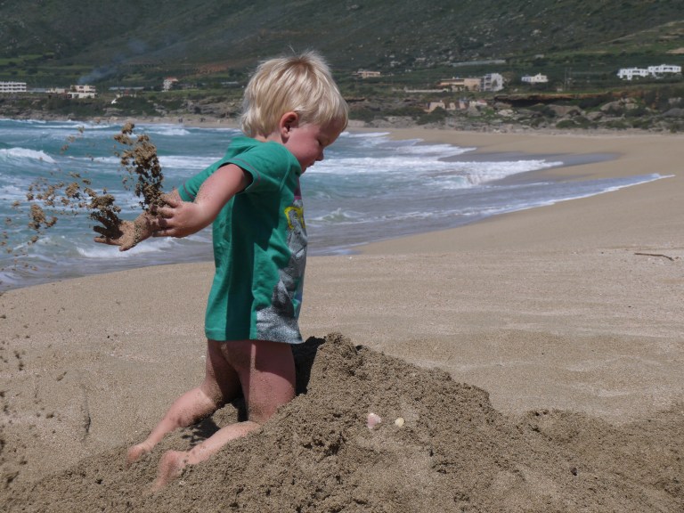 Jed destroying the sand castle - Travellingminstrel #